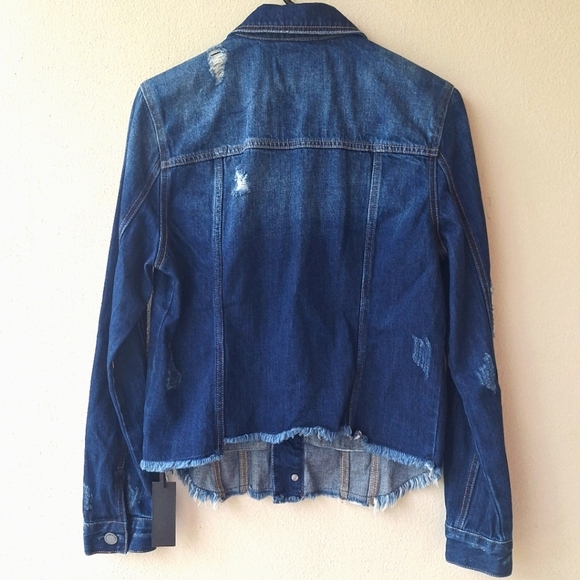 Blank NYC Dark Blue Denim Long Sleeve Distressed Women's Jacket Size S NWT - Picture 10 of 11